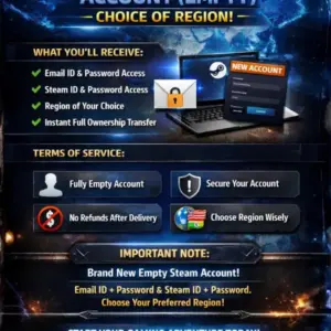 Steam New Account (Empty) – Choice of Region